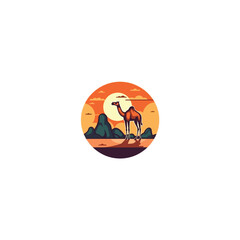 camel in the desert vector logo