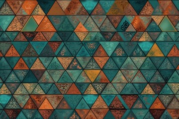 vibrant and diverse geometric pattern with various shapes and colors. Generative AI