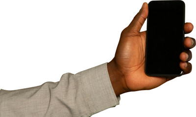 Mid-section of man holding smartphone