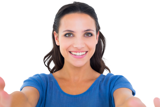 Pretty brunette smiling at camera