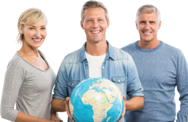 Portrait of people with globe 