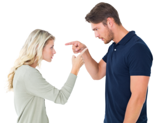 Angry couple facing off during argument