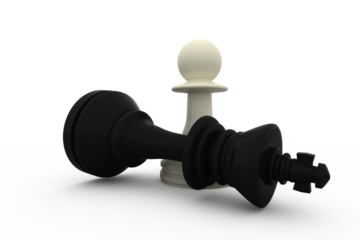 White pawn with fallen black king