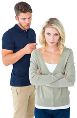 Angry man getting worked up against his girlfriend