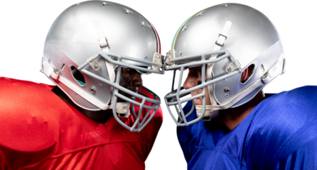 Two American football players head to head