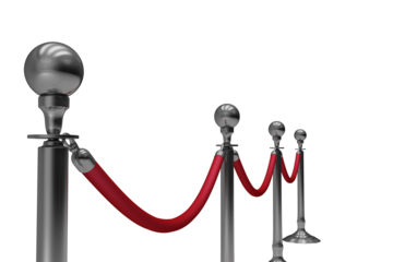 Queue rope barrier on white background