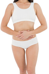 Fit woman suffering stomach pain 