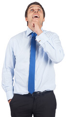 Thinking businessman touching his chin