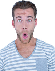 Portrait of surprised man over white background