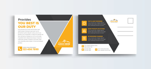 Car Rental business postcard or EDDM postcard design template, Corporate Business Postcard Template Design, Simple and Clean Modern Minimal Postcard Design.