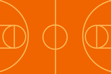 vector of basketball court background.sport illustration of a basketball court orange background top view, no people abstract background graphic website card poster calendar printing