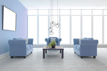 Digital composite interior of modern living room
