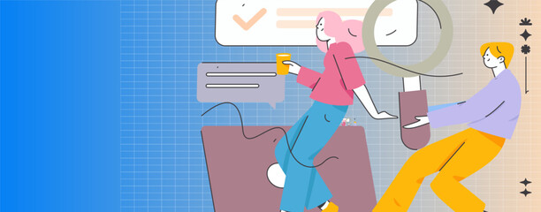 Job Interview People Flat Vector Concept Operation Hand Drawn Illustration
