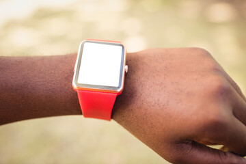 Man wearing smart watch