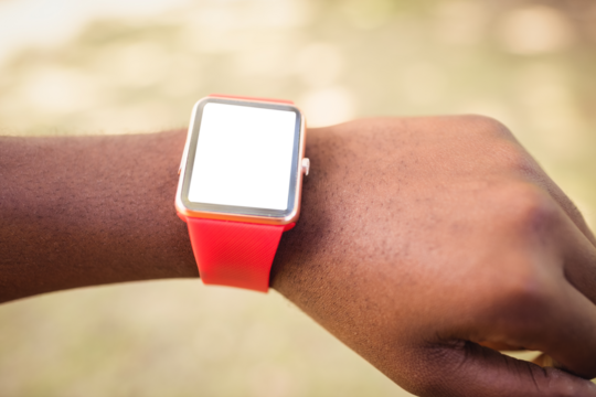 Man wearing smart watch