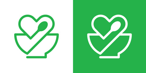 love and food bowl logo design icon vector illustration
