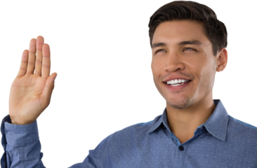 Close up of businessman waving hand