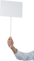 Poster Cropped hand of executive holding blank placard © vectorfusionart