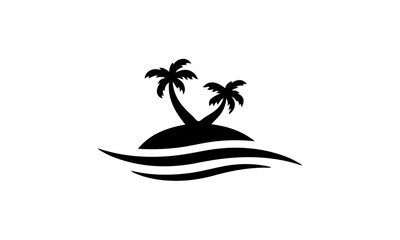 tropical island with palm trees - obrazy, fototapety, plakaty