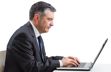 Mature businessman using his laptop