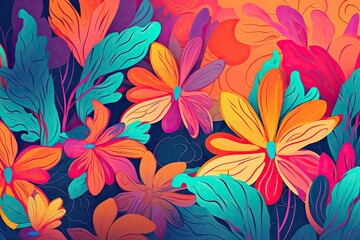 background image with abstract flowers that bright colors for a more energetic vibe Generative AI