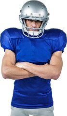 Portrait of American football player with arms crossed