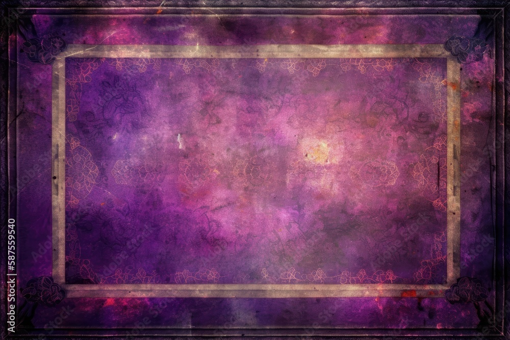 Wall mural regal purple background with an elegant gold frame. Generative AI