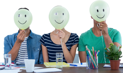 Casual people sitting on couch with smile head 