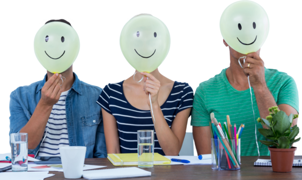 Casual people sitting on couch with smile head 