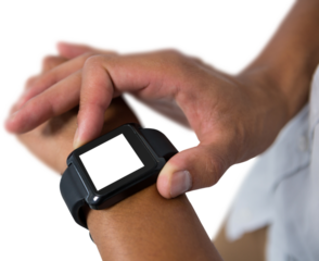 Cropped image of man using smart watch