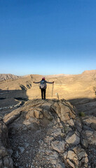 Trekking in the arid Eastern Hajar Mountains, Wadi Bani Khalid, Oman