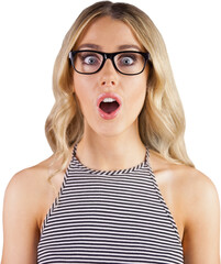 Gorgeous blonde hipster being shocked