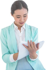 Smiling businesswoman with her notes