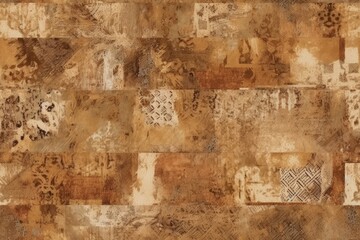 patterned area rug in shades of brown and tan. Generative AI