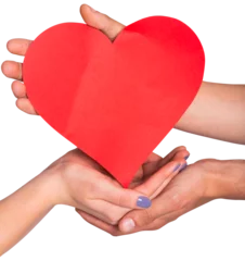 Zelfklevend Fotobehang Hands holding red heart © vectorfusionart