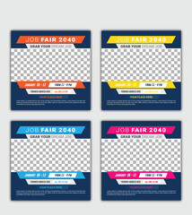 Job fair social media post banner template or square flyer  
