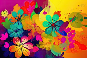 background image with abstract flowers that bright colors for a more energetic vibe Generative AI