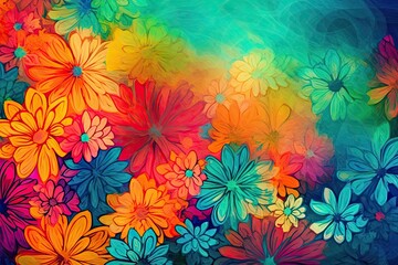 Fototapeta na wymiar background image with abstract flowers that bright colors for a more energetic vibe Generative AI