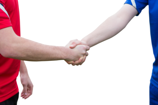 Sports players shaking hands