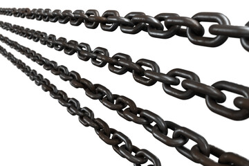 Row of 3d metallic chains 