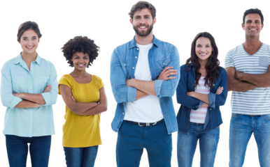 Group portrait of happy young colleagues 