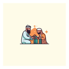 muslim gift giving vector logo