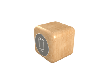 Vector image of smartphone icon on brown cube