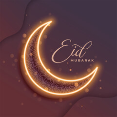 traditional eid al adha wishes card with glowing crescent
