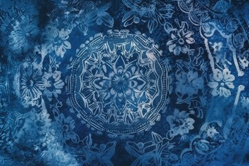 beautiful blue and white floral painting. Generative AI