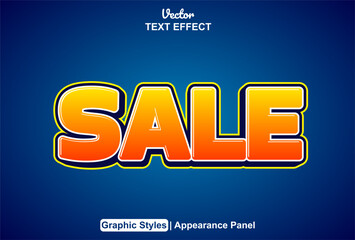sale text effect with orange and blue color graphic style editable