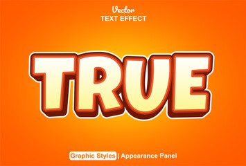 true text effect with orange color graphic style editable