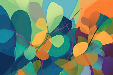 background image with abstract organic shapes that resemble natural forms such as leaves bright colors for a more energetic vibe  Generative AI
