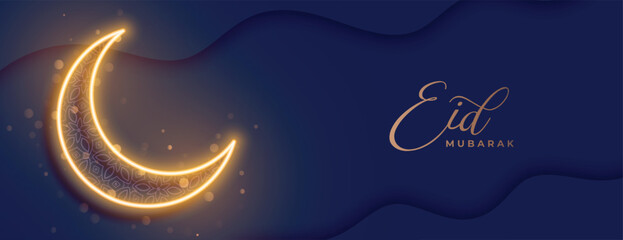 holy festival eid mubarak celebration poster with glowing moon design