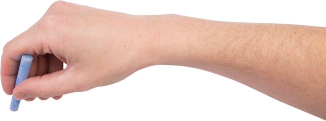 Close up of hand with blue chalk